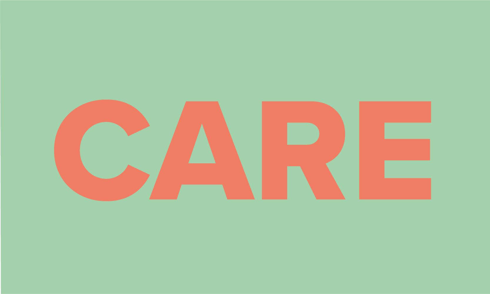 Dieses Bild enthält den Text "Care" (deutsch: "sich kümmern") und soll anschaulich für den Textbereich darunter sein.